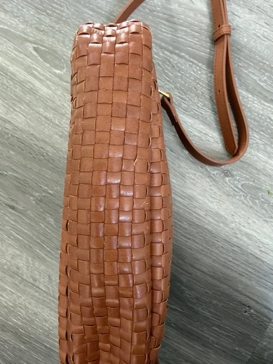 Quince Woven Leather Crossbody Bag in Cognac Brown - Picture 5 of 8